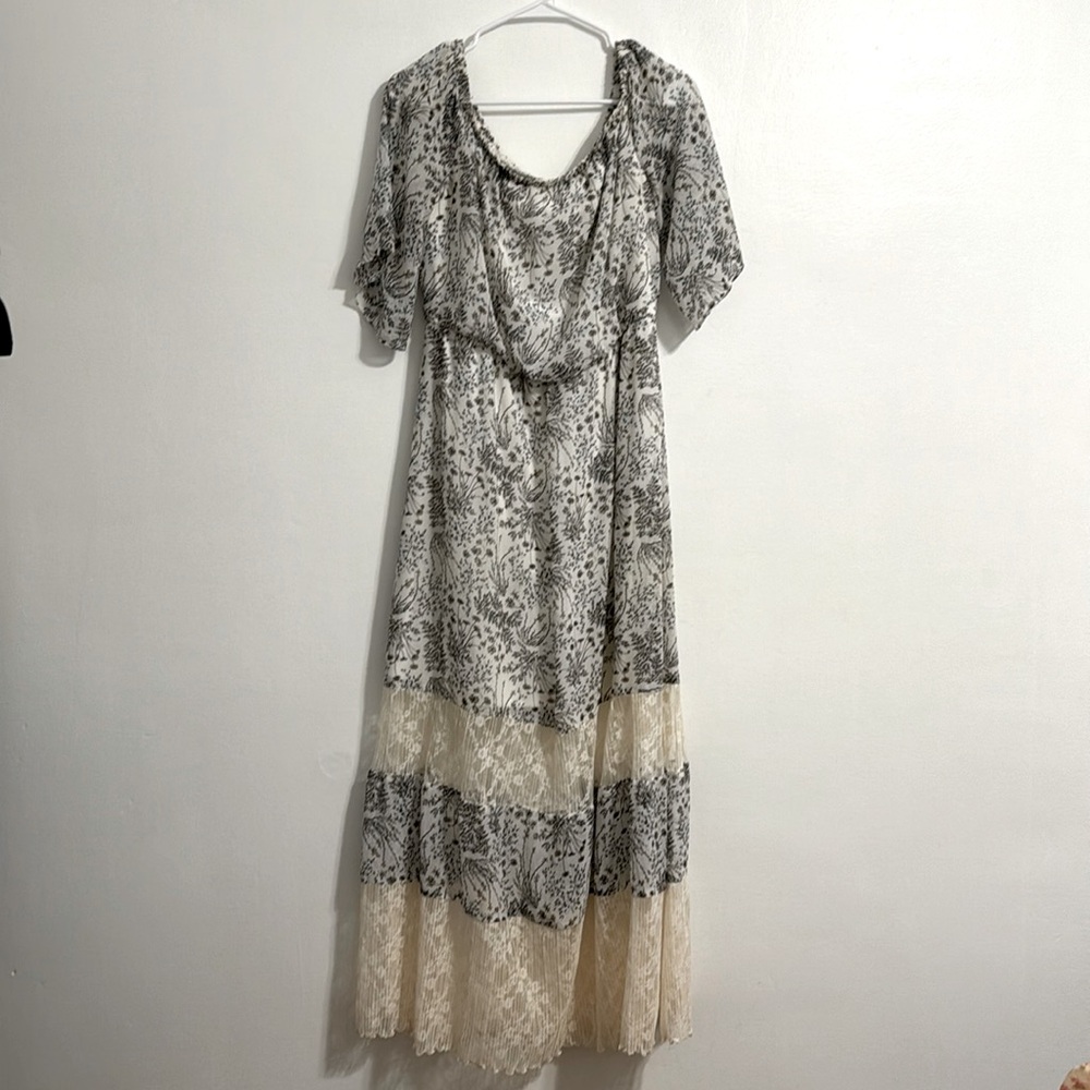 Used size large flower off the shoulder maxi dress